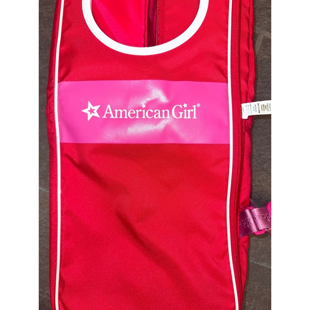 American Girl Doll Carrier Backpack Red Pink Travel Bag with Porthole Window - Picture 2 of 5